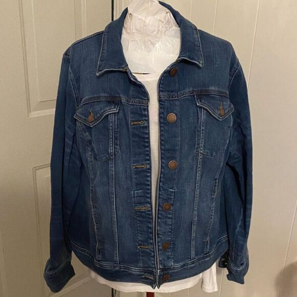 Lane Bryant Dark Wash Denim Jacket Women Plus Size 24 - Picture 1 of 6